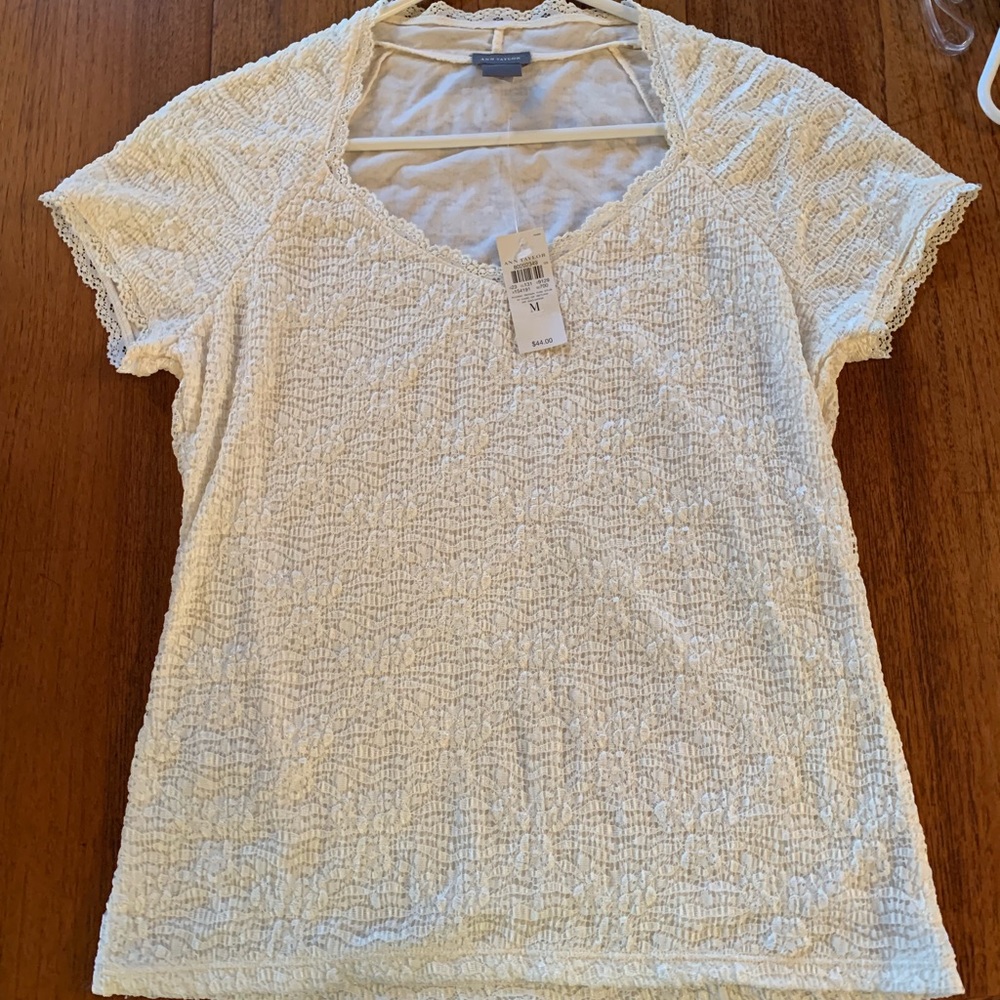 Ann Taylor intricate off white blouse